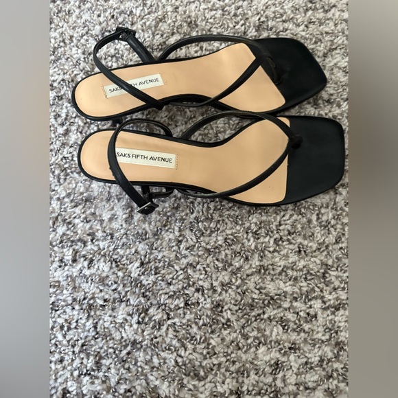 Saks Fifth Avenue Black Strappy Heels - Picture 2 of 4